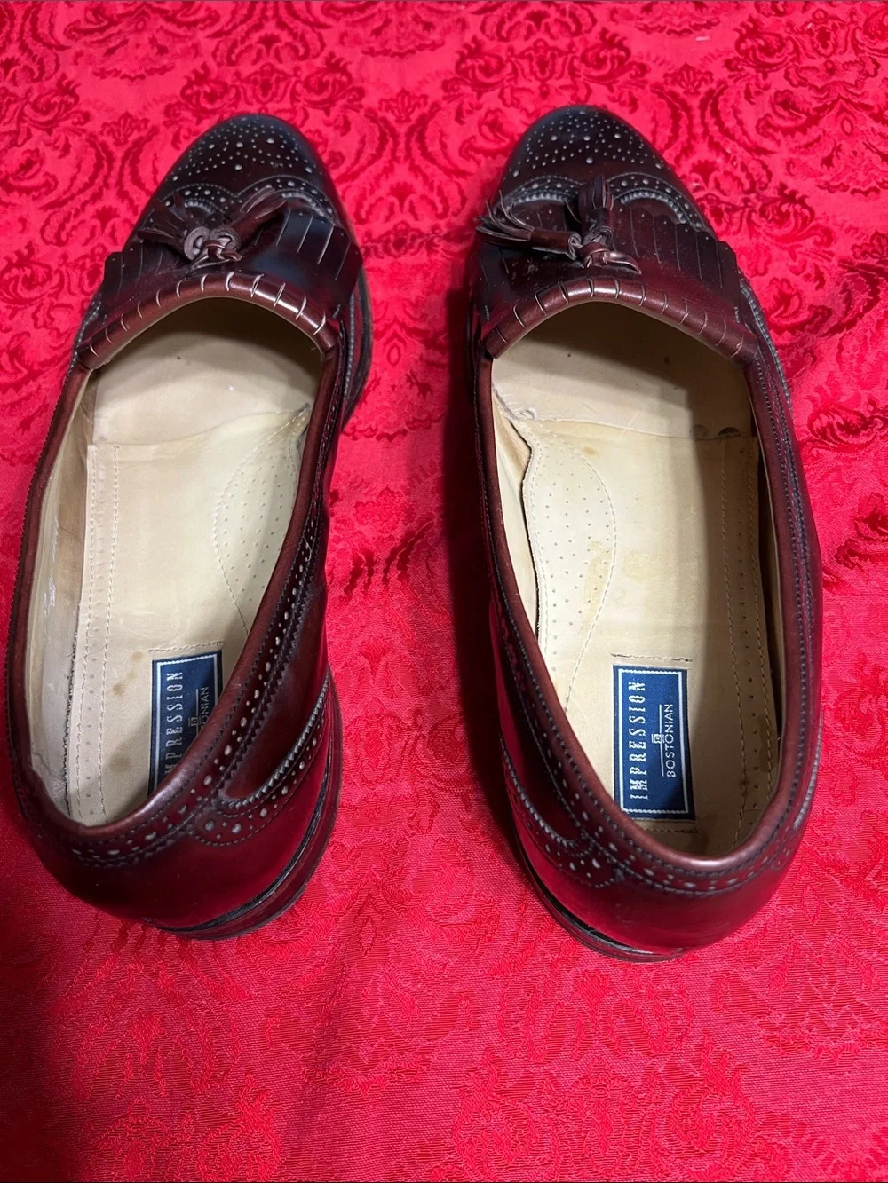 Bostonian Impressions Men’s 15 B/C Burgundy Leather Kiltie Tassel Loafers USA